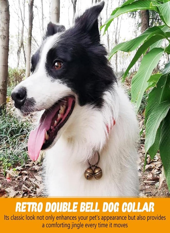 Qpets طوق كلب قابل للتعديل من كيو بيتس® مع جرس أمان، هدية عيد ميلاد أنيقة للحيوانات الأليفة، إكسسوار معدني نحاسي عتيق للحيوانات الأليفة مع مشبك سريع الفتح وسلسلة مفاتيح مضادة للضياع للكلاب - Image 4